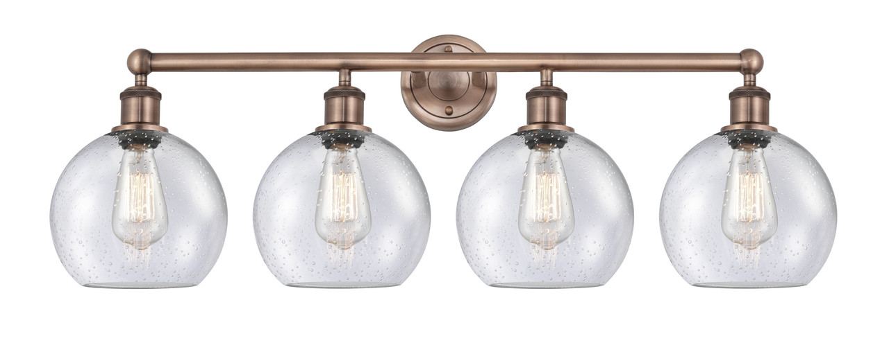 INNOVATIONS 616-4W-AC-G124-8 Athens 4 35 inch Bath Vanity Light Antique Copper