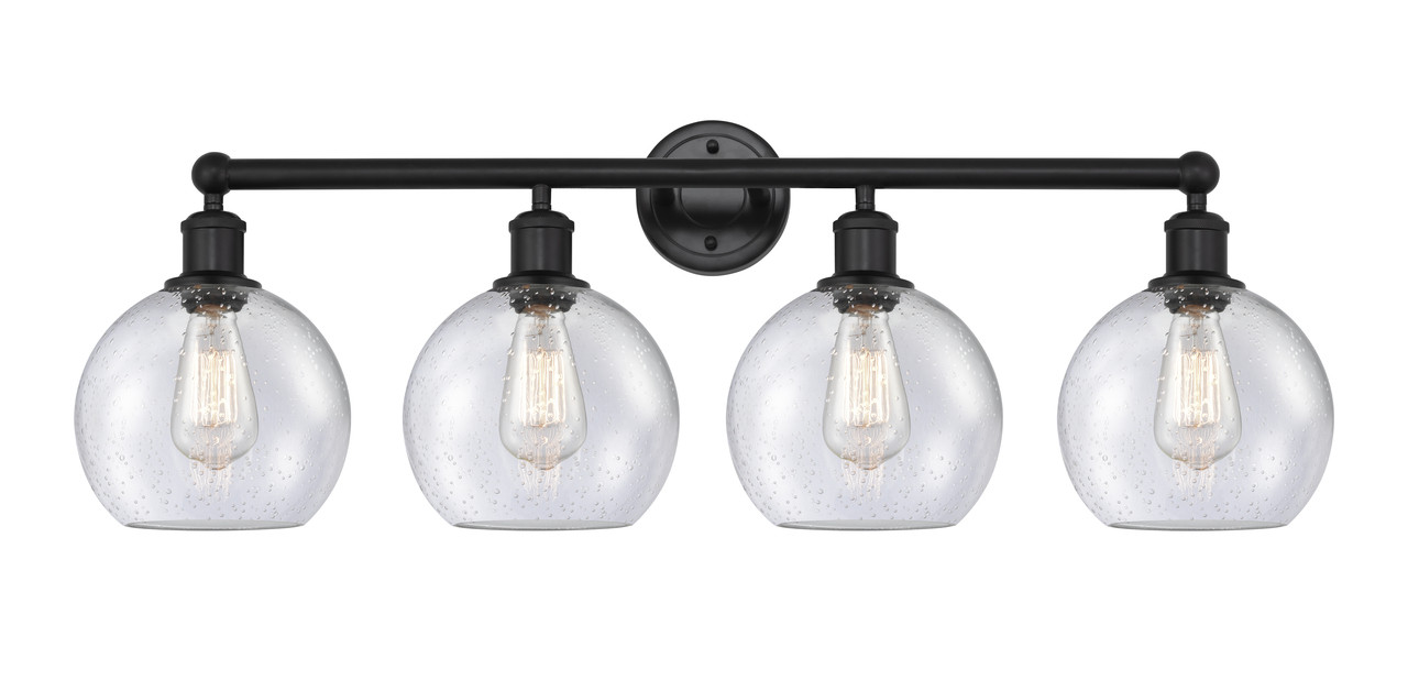 INNOVATIONS 616-4W-BK-G124-8 Athens 4 35 inch Bath Vanity Light Matte Black