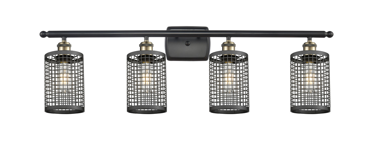 INNOVATIONS 516-4W-BAB-M18-BK Nestbrook 4 36 inch Bath Vanity Light Black Antique Brass