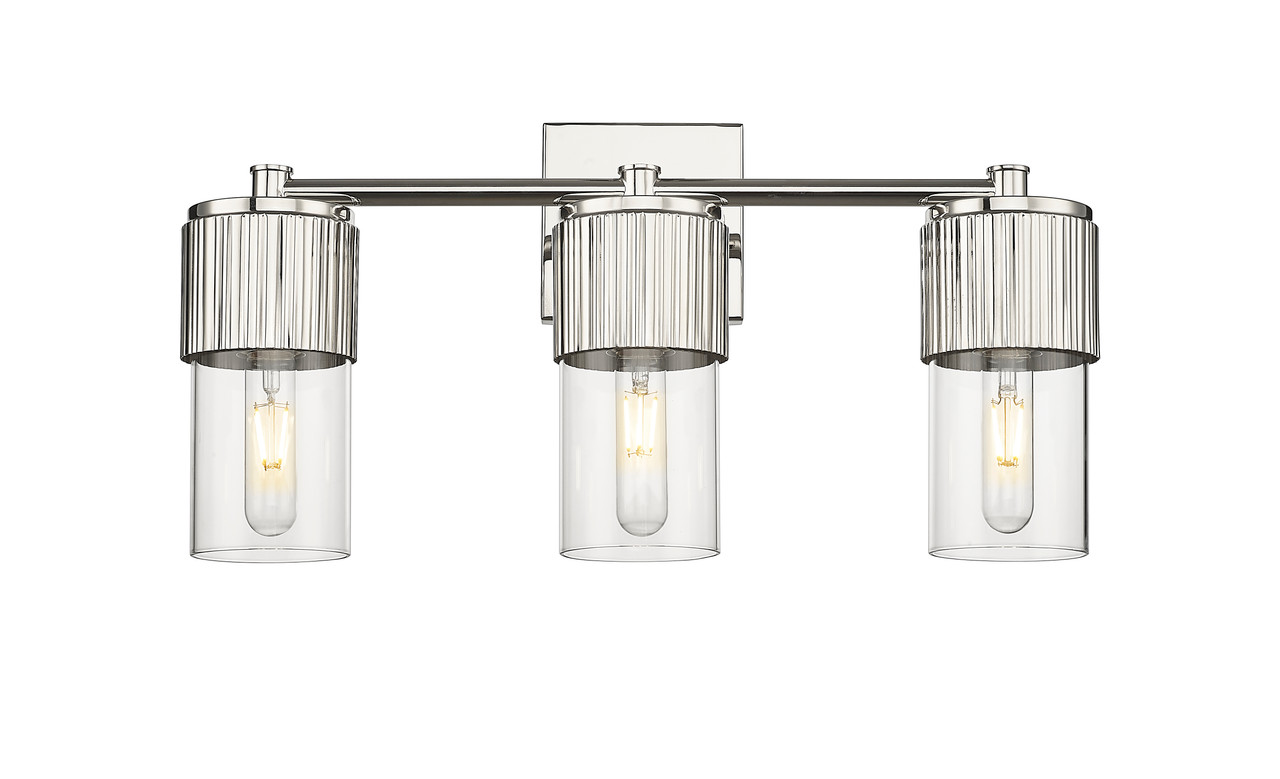 INNOVATIONS 428-3W-PN-G428-7CL Bolivar 3 20.5 inch Bath Vanity Light Polished Nickel