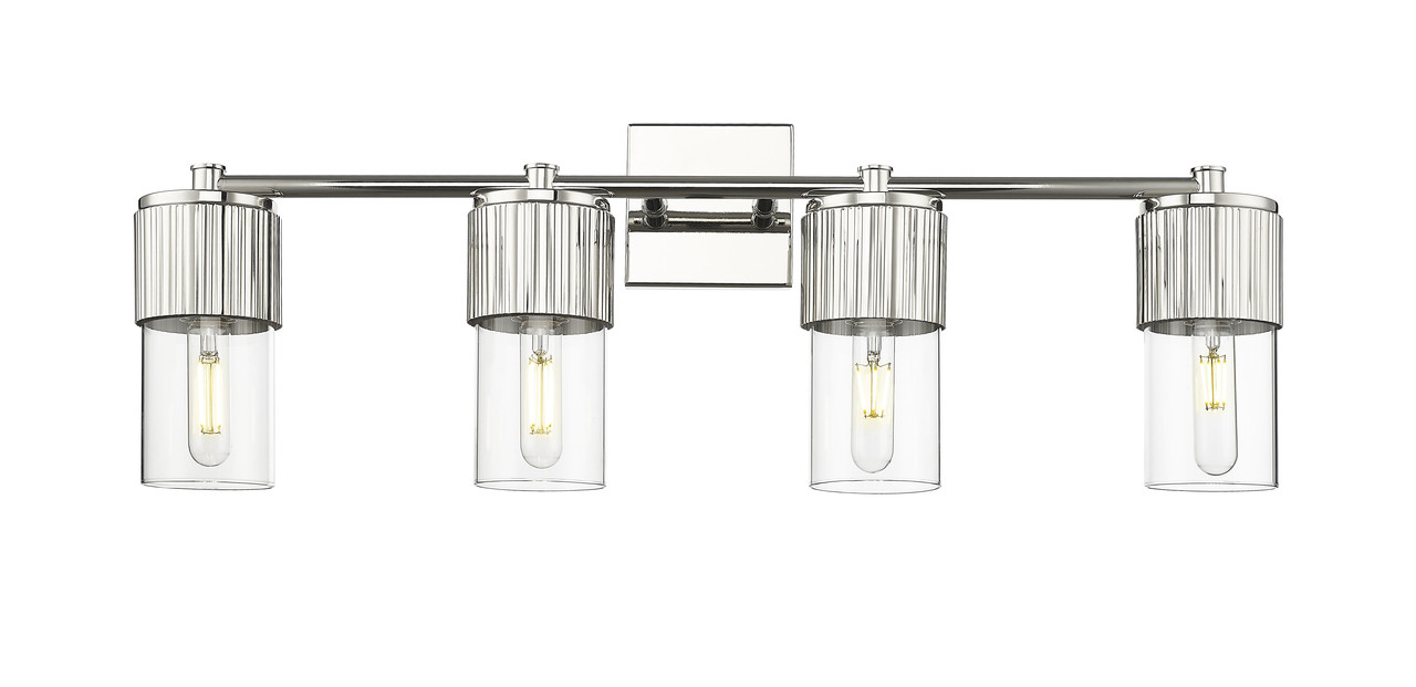 INNOVATIONS 428-4W-PN-G428-7CL Bolivar 4 31 inch Bath Vanity Light Polished Nickel