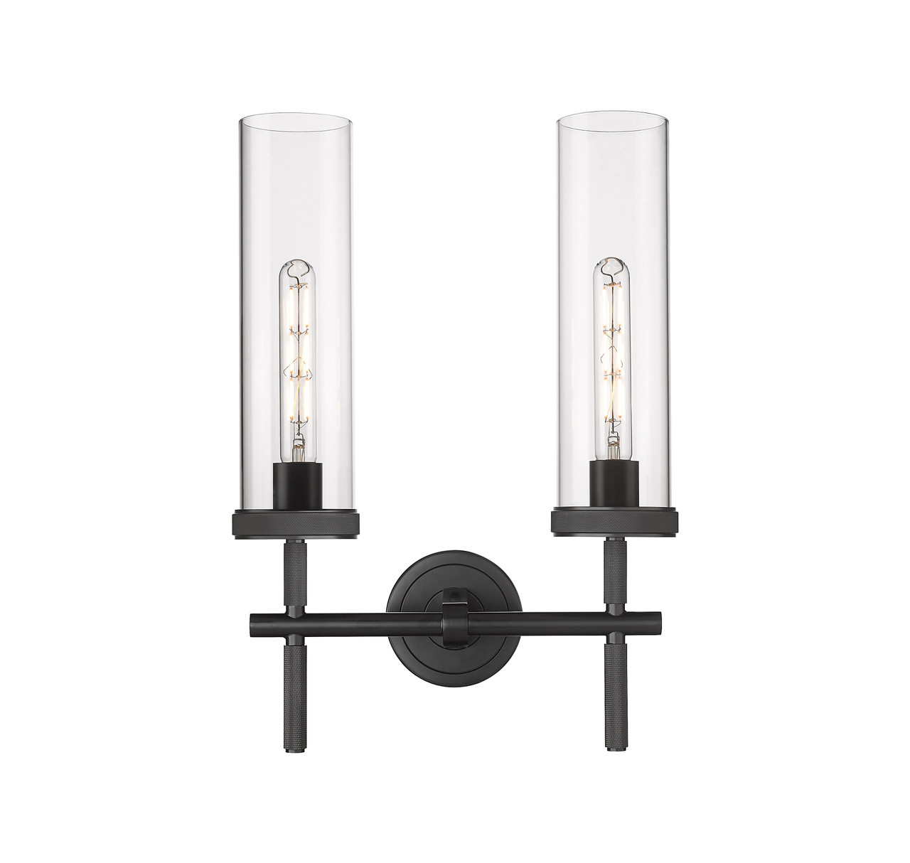 INNOVATIONS 471-2W-BK-G471-12CL Lincoln 2 13.875 inch Bath Vanity Light Matte Black
