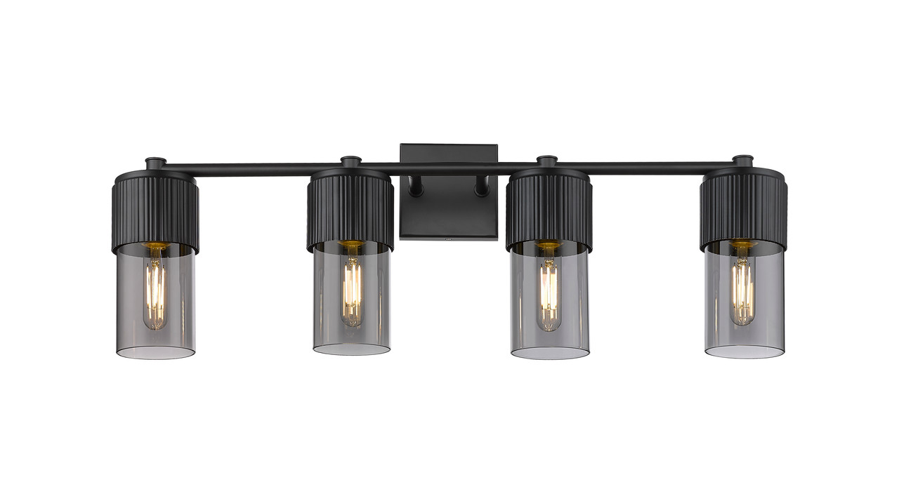 INNOVATIONS 428-4W-BK-G428-7SM Bolivar 4 31 inch Bath Vanity Light Matte Black