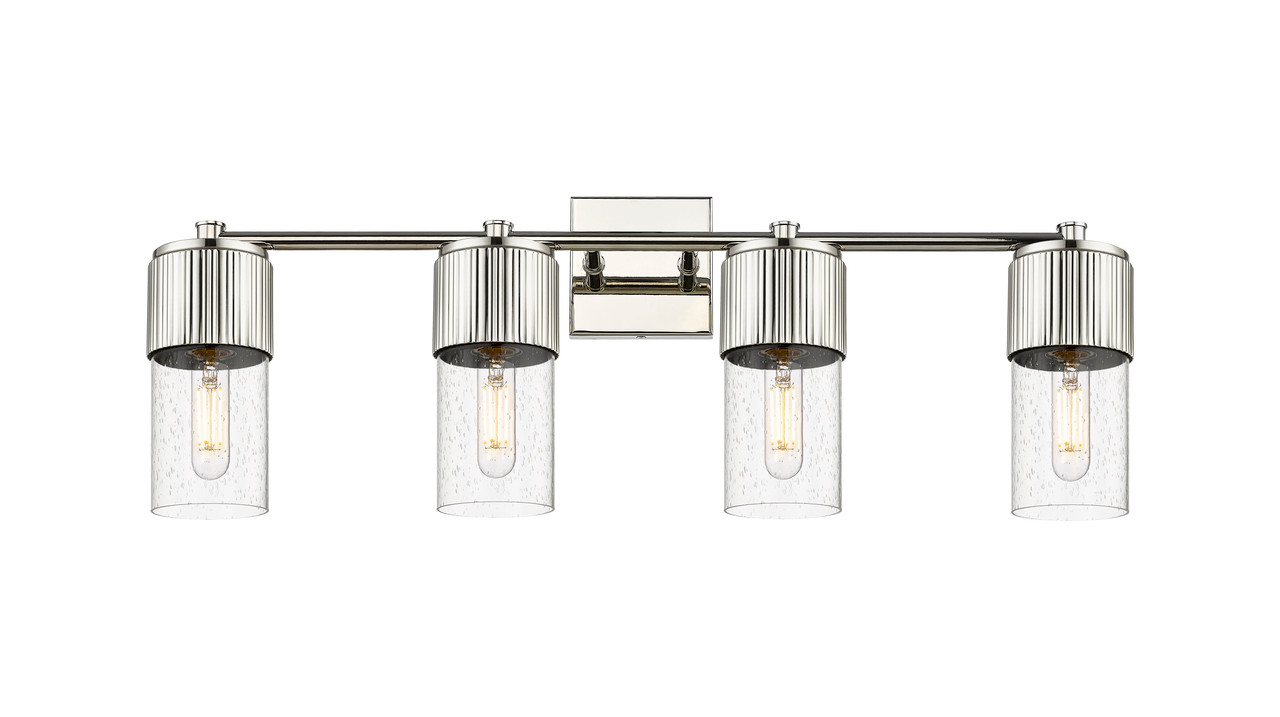 INNOVATIONS 428-4W-PN-G428-7SDY Bolivar 4 31 inch Bath Vanity Light Polished Nickel