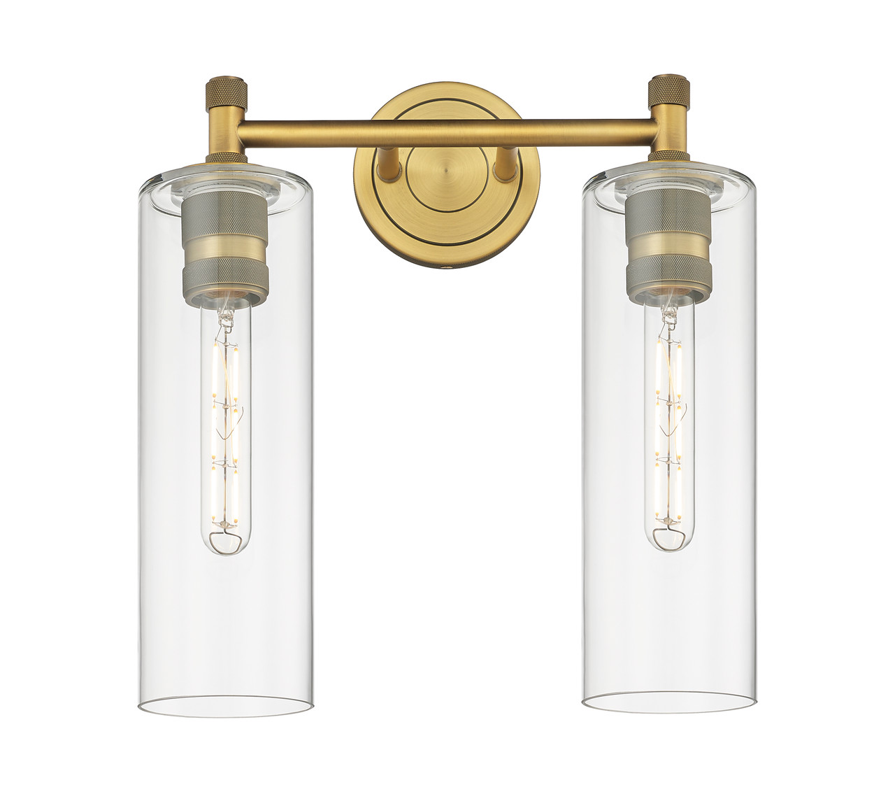 INNOVATIONS 434-2W-BB-G434-12CL Crown Point 2 13.875 inch Bath Vanity Light Brushed Brass