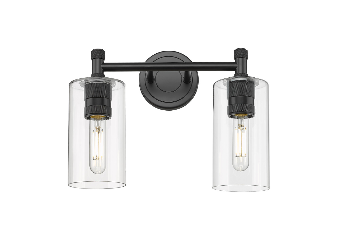 INNOVATIONS 434-2W-BK-G434-7CL Crown Point 2 13.875 inch Bath Vanity Light Matte Black