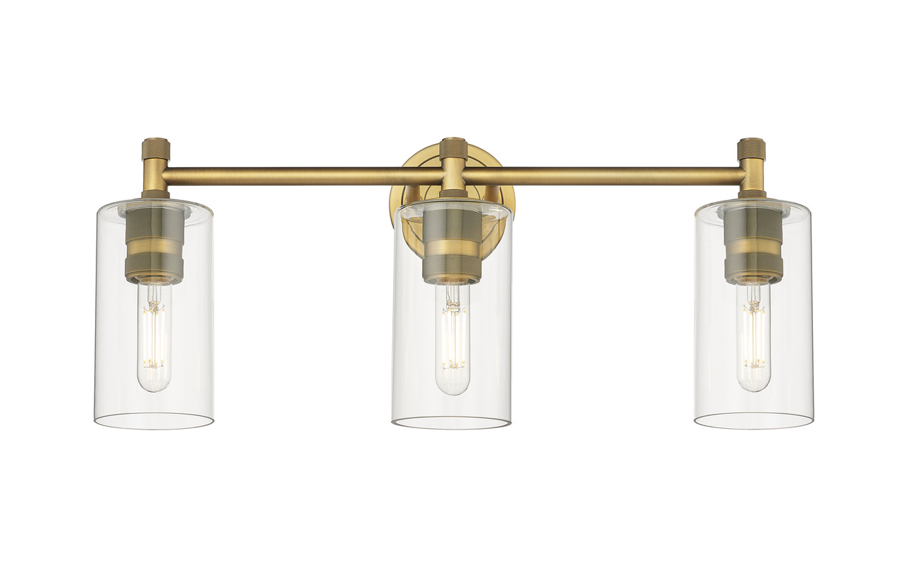 INNOVATIONS 434-3W-BB-G434-7CL Crown Point 3 23.875 inch Bath Vanity Light Brushed Brass