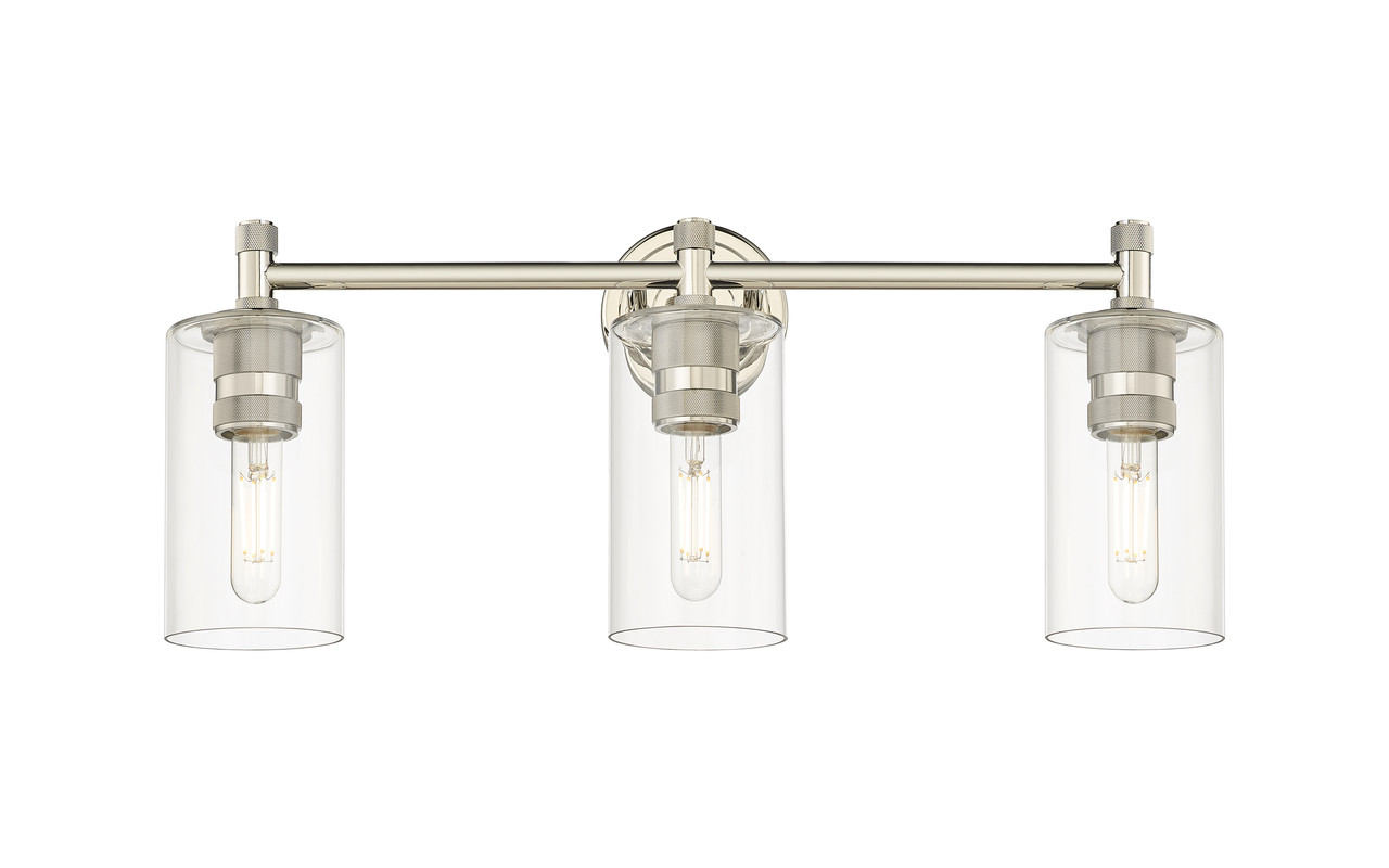 INNOVATIONS 434-3W-PN-G434-7CL Crown Point 3 23.875 inch Bath Vanity Light Polished Nickel