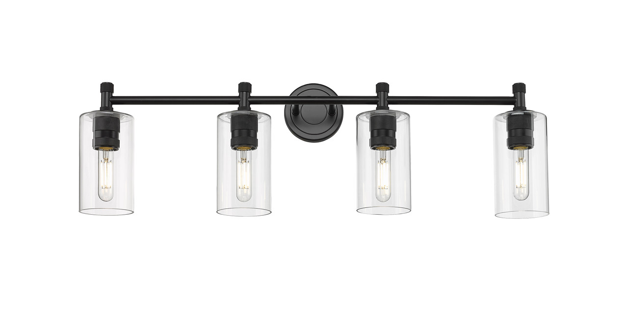 INNOVATIONS 434-4W-BK-G434-7CL Crown Point 4 33.875 inch Bath Vanity Light Matte Black