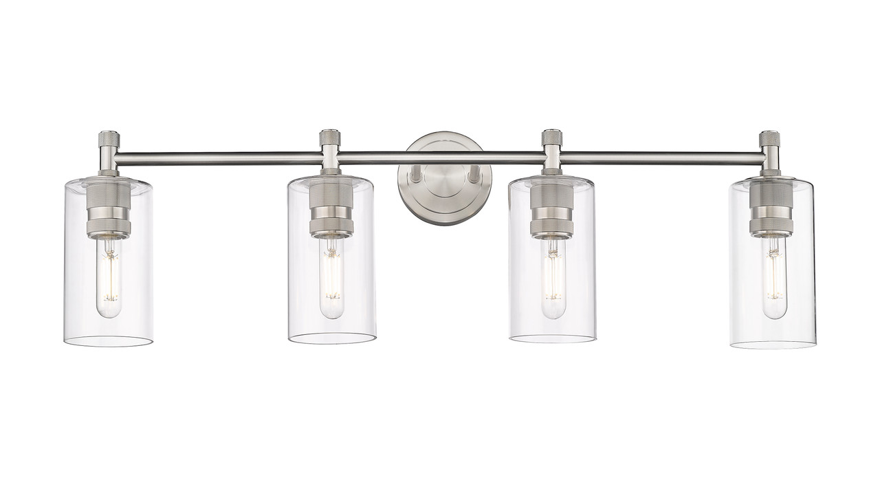 INNOVATIONS 434-4W-SN-G434-7CL Crown Point 4 33.875 inch Bath Vanity Light Satin Nickel