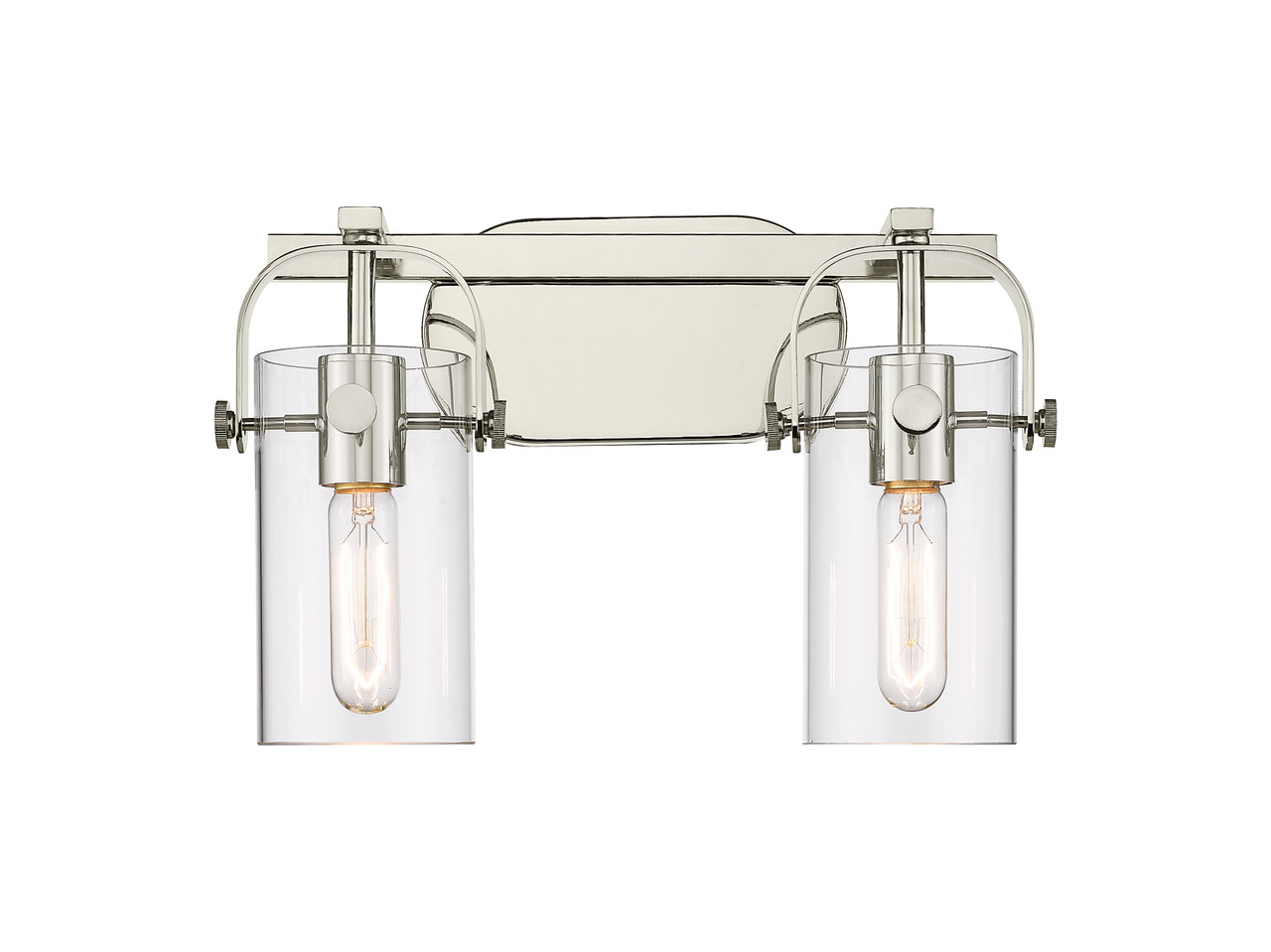 INNOVATIONS 423-2W-PN-G423-7CL Pilaster II Cylinder 2 15 inch Bath Vanity Light Polished Nickel