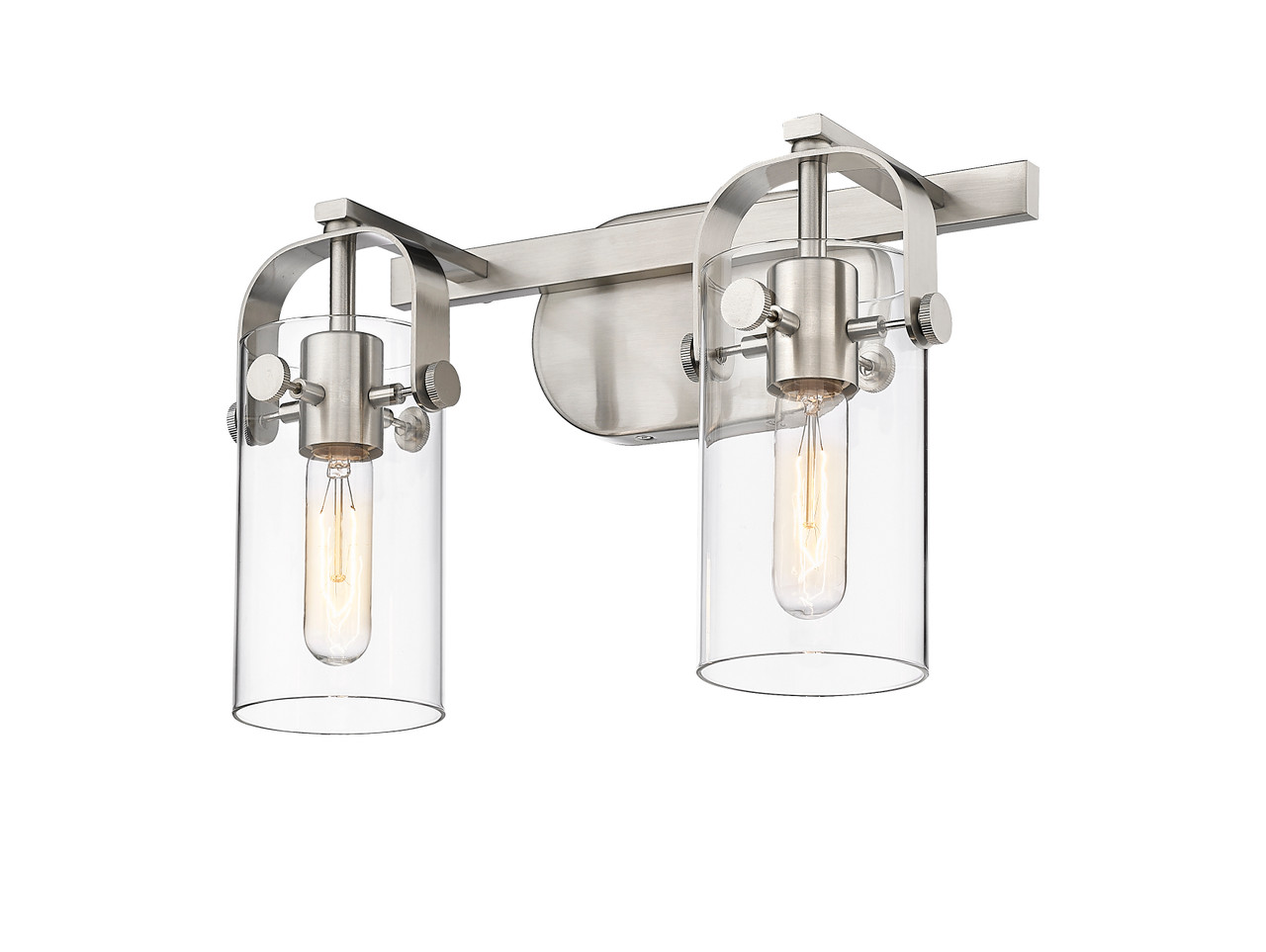 INNOVATIONS 423-2W-SN-G423-7CL Pilaster II Cylinder 2 15 inch Bath Vanity Light Satin Nickel