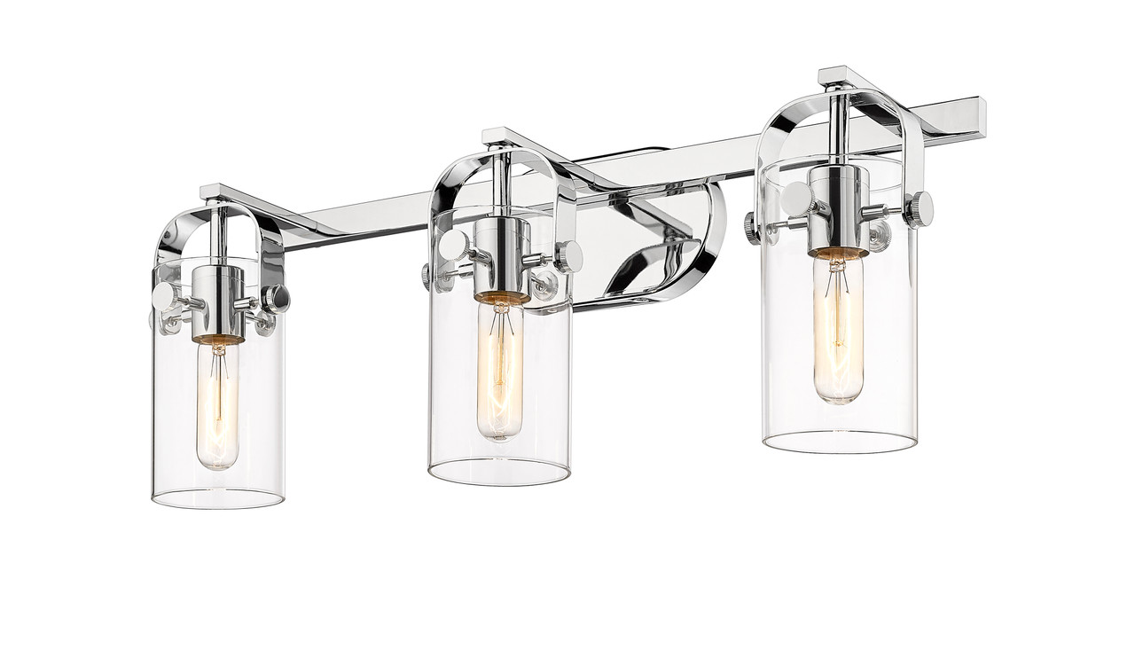 INNOVATIONS 423-3W-PC-G423-7CL Pilaster II Cylinder 3 25 inch Bath Vanity Light Polished Chrome INNOVATIONS 423-3W-PC-G423-7CL Pilaster II Cylinder 3 25 inch Bath Vanity Light Polished Chrome