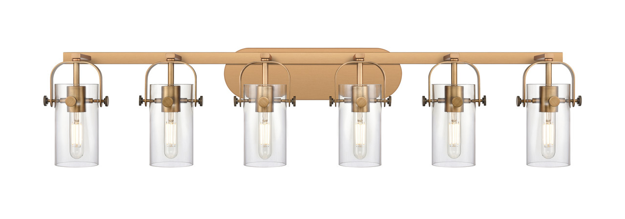 INNOVATIONS 423-6W-BB-G423-7CL Pilaster II Cylinder 6 44 inch Bath Vanity Light Brushed Brass