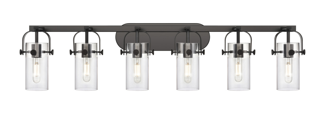 INNOVATIONS 423-6W-BK-G423-7CL Pilaster II Cylinder 6 44 inch Bath Vanity Light Matte Black