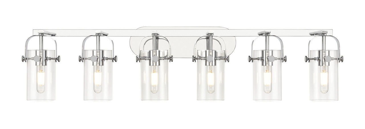 INNOVATIONS 423-6W-PC-G423-7CL Pilaster II Cylinder 6 44 inch Bath Vanity Light Polished Chrome