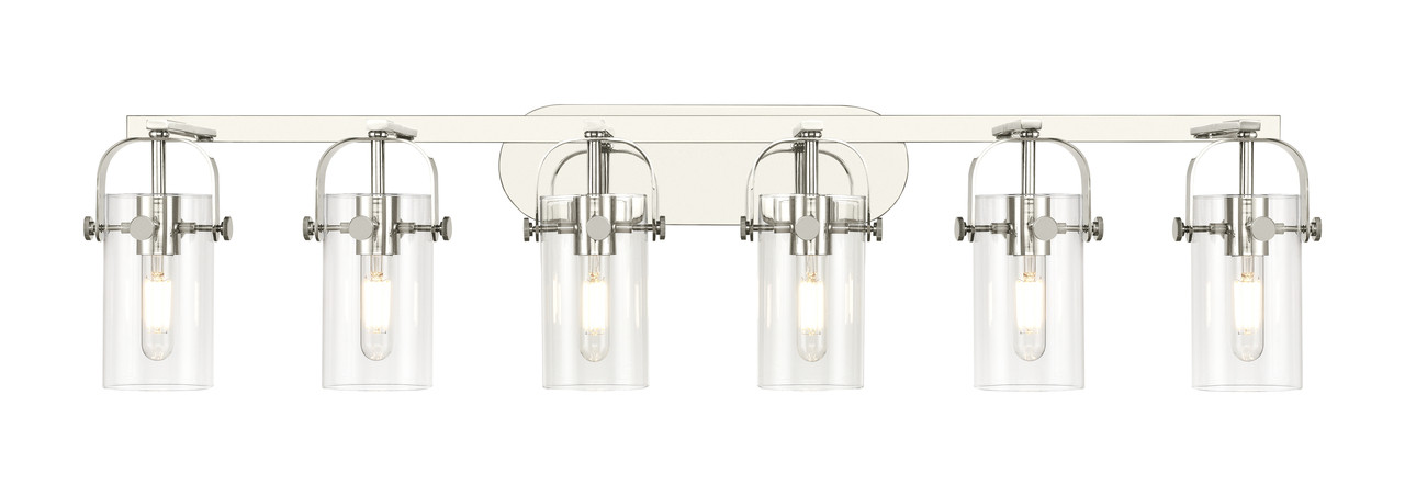 INNOVATIONS 423-6W-PN-G423-7CL Pilaster II Cylinder 6 44 inch Bath Vanity Light Polished Nickel