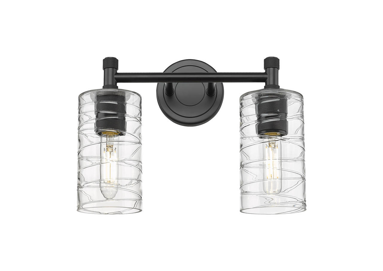 INNOVATIONS 434-2W-BK-G434-7DE Crown Point 2 13.875 inch Bath Vanity Light Matte Black