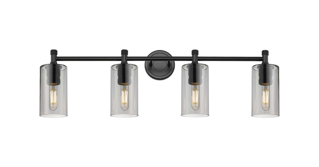 INNOVATIONS 434-4W-BK-G434-7SM Crown Point 4 33.875 inch Bath Vanity Light Matte Black