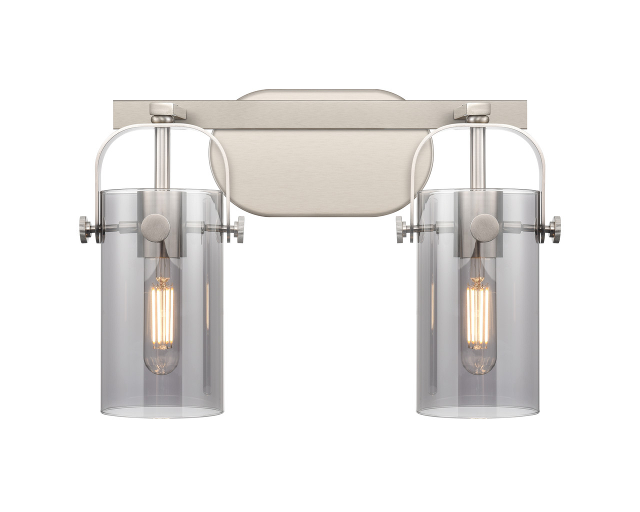 INNOVATIONS 423-2W-SN-G423-7SM Pilaster II Cylinder 2 15 inch Bath Vanity Light Satin Nickel