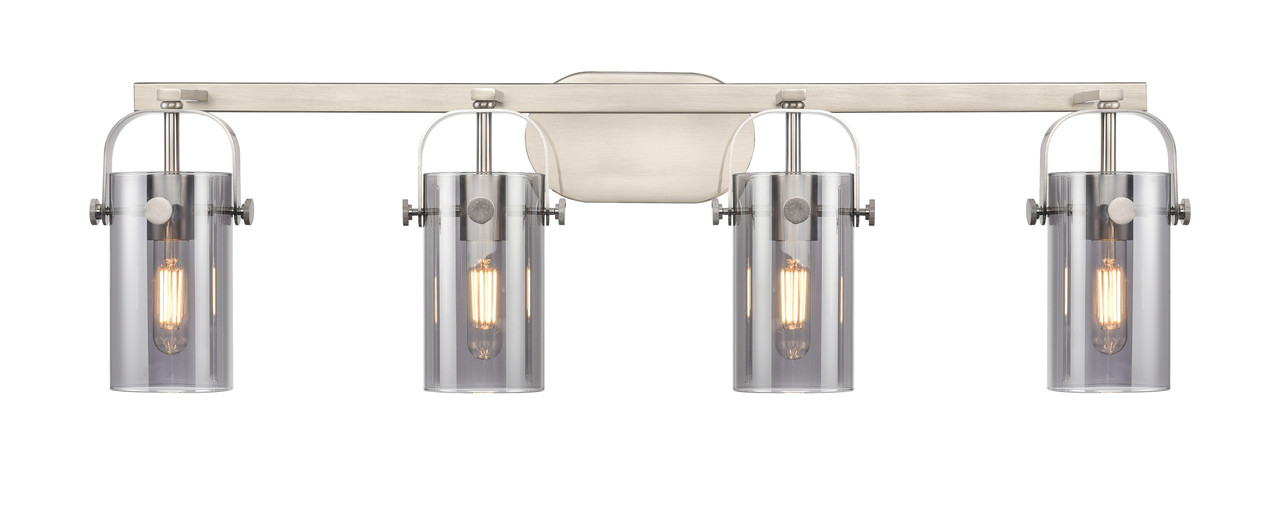 INNOVATIONS 423-4W-SN-G423-7SM Pilaster II Cylinder 4 35 inch Bath Vanity Light Satin Nickel