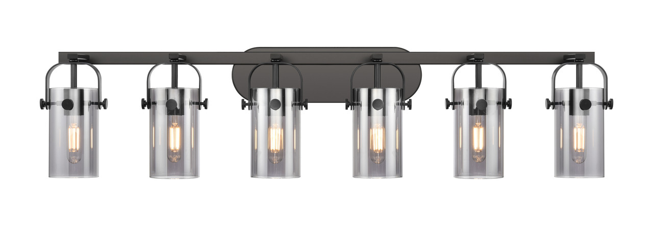 INNOVATIONS 423-6W-BK-G423-7SM Pilaster II Cylinder 6 44 inch Bath Vanity Light Matte Black