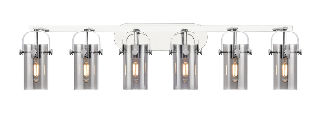 INNOVATIONS 423-6W-PC-G423-7SM Pilaster II Cylinder 6 44 inch Bath Vanity Light Polished Chrome