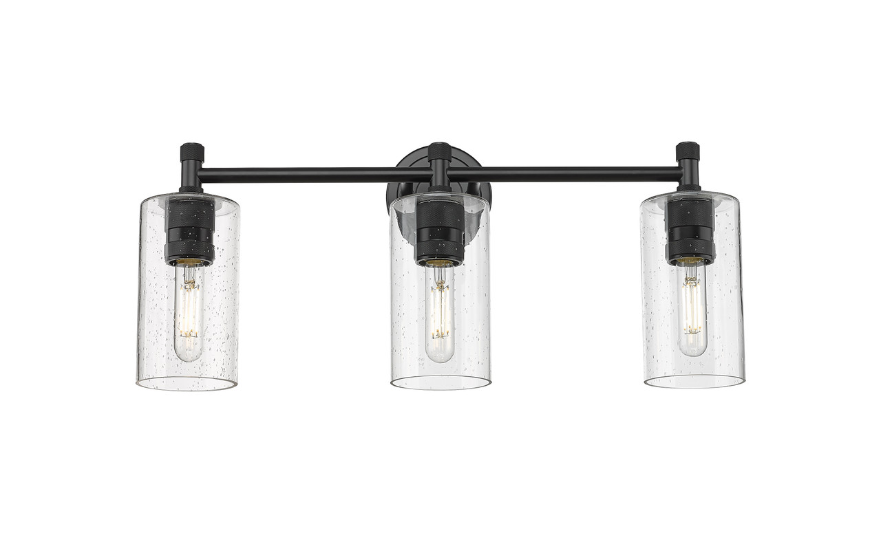 INNOVATIONS 434-3W-BK-G434-7SDY Crown Point 3 23.875 inch Bath Vanity Light Matte Black