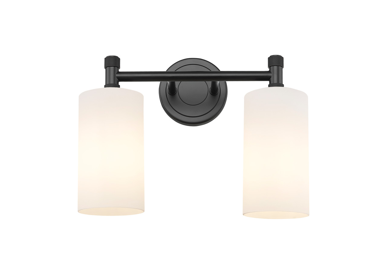 INNOVATIONS 434-2W-BK-G434-7WH Crown Point 2 13.875 inch Bath Vanity Light Matte Black