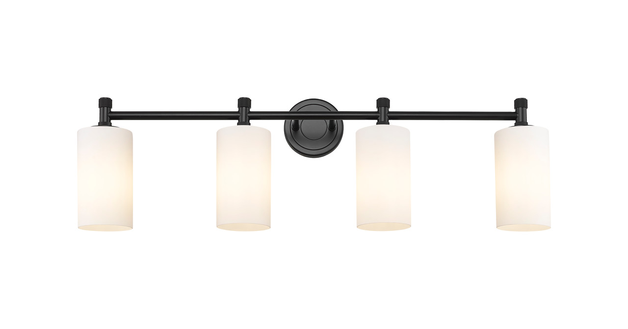 INNOVATIONS 434-4W-BK-G434-7WH Crown Point 4 33.875 inch Bath Vanity Light Matte Black