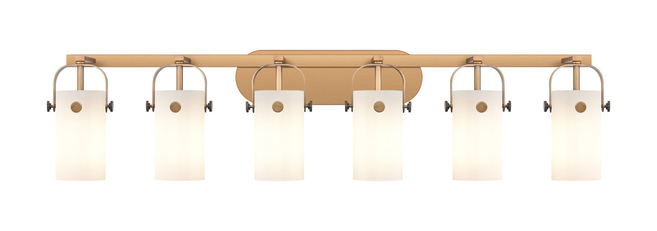 INNOVATIONS 423-6W-BB-G423-7WH Pilaster II Cylinder 6 44 inch Bath Vanity Light Brushed Brass