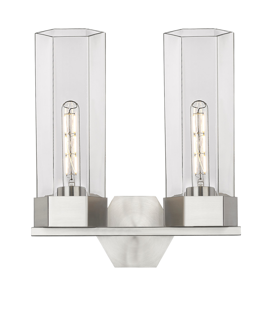 INNOVATIONS 427-2W-SN-G427-14CL Claverack 2 13 inch Bath Vanity Light Satin Nickel
