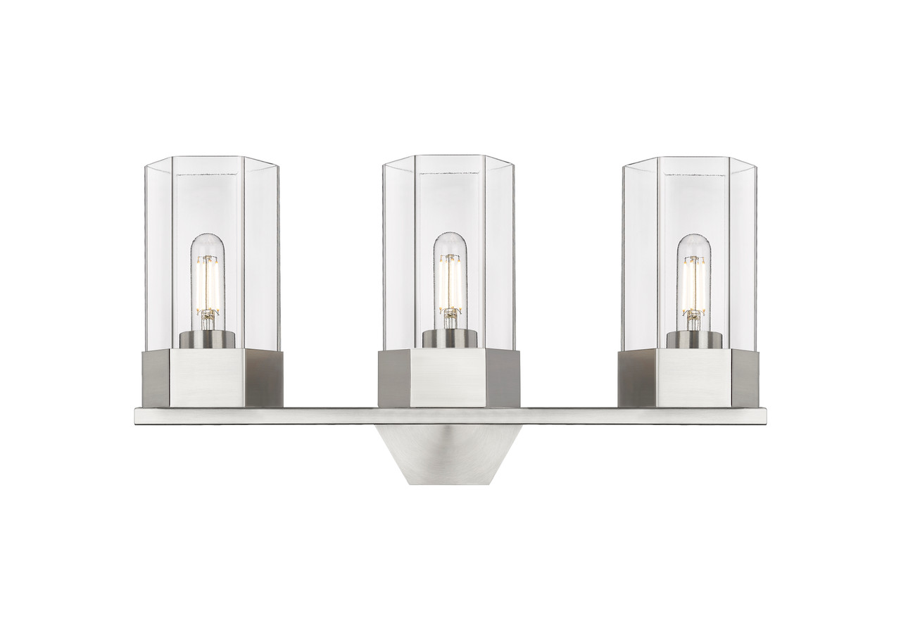 INNOVATIONS 427-3W-SN-G427-9CL Claverack 3 21.75 inch Bath Vanity Light Satin Nickel
