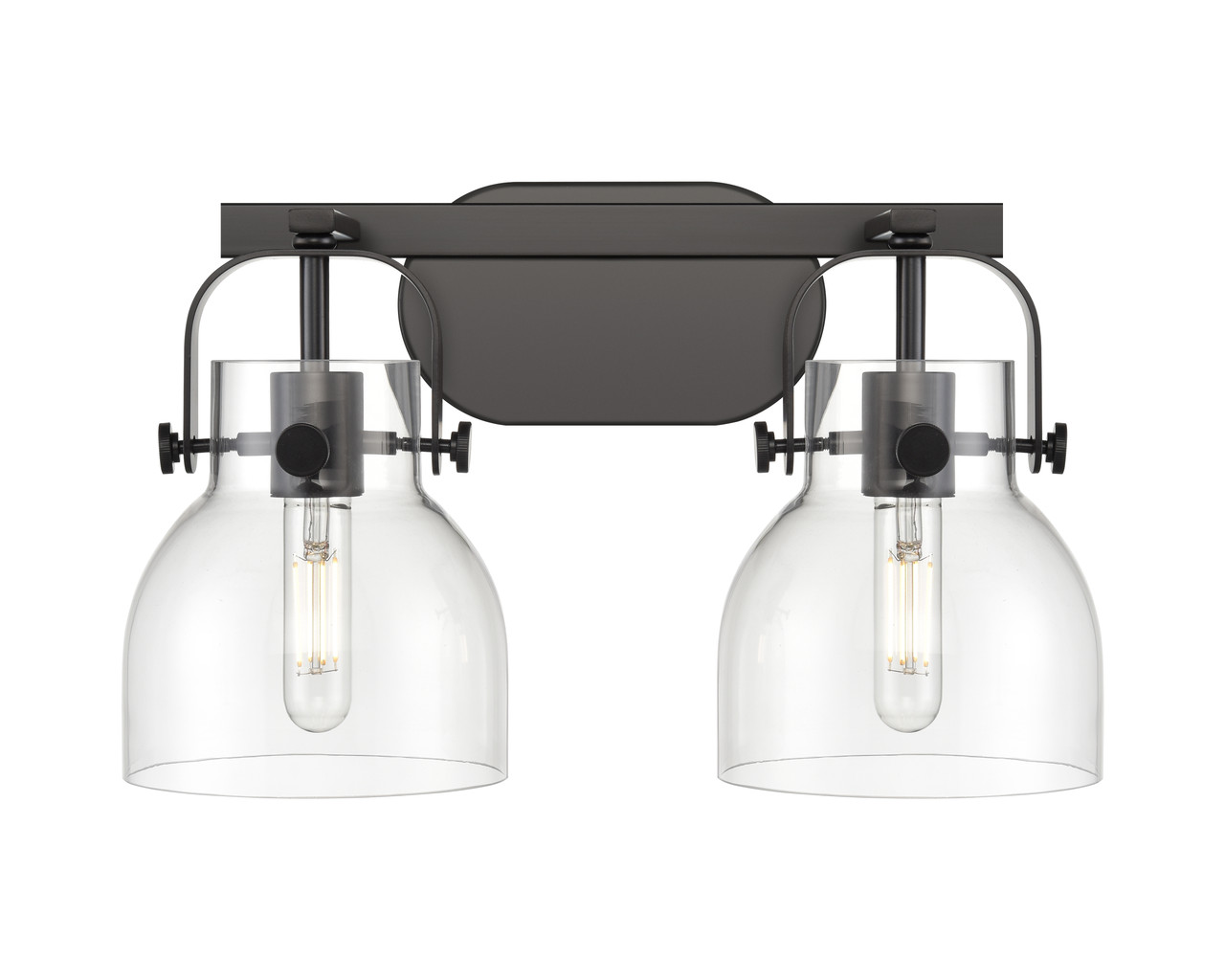 INNOVATIONS 423-2W-BK-G412-6CL Pilaster II Bell 2 17 inch Bath Vanity Light Matte Black