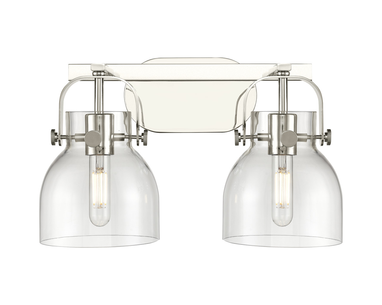 INNOVATIONS 423-2W-PN-G412-6CL Pilaster II Bell 2 17 inch Bath Vanity Light Polished Nickel