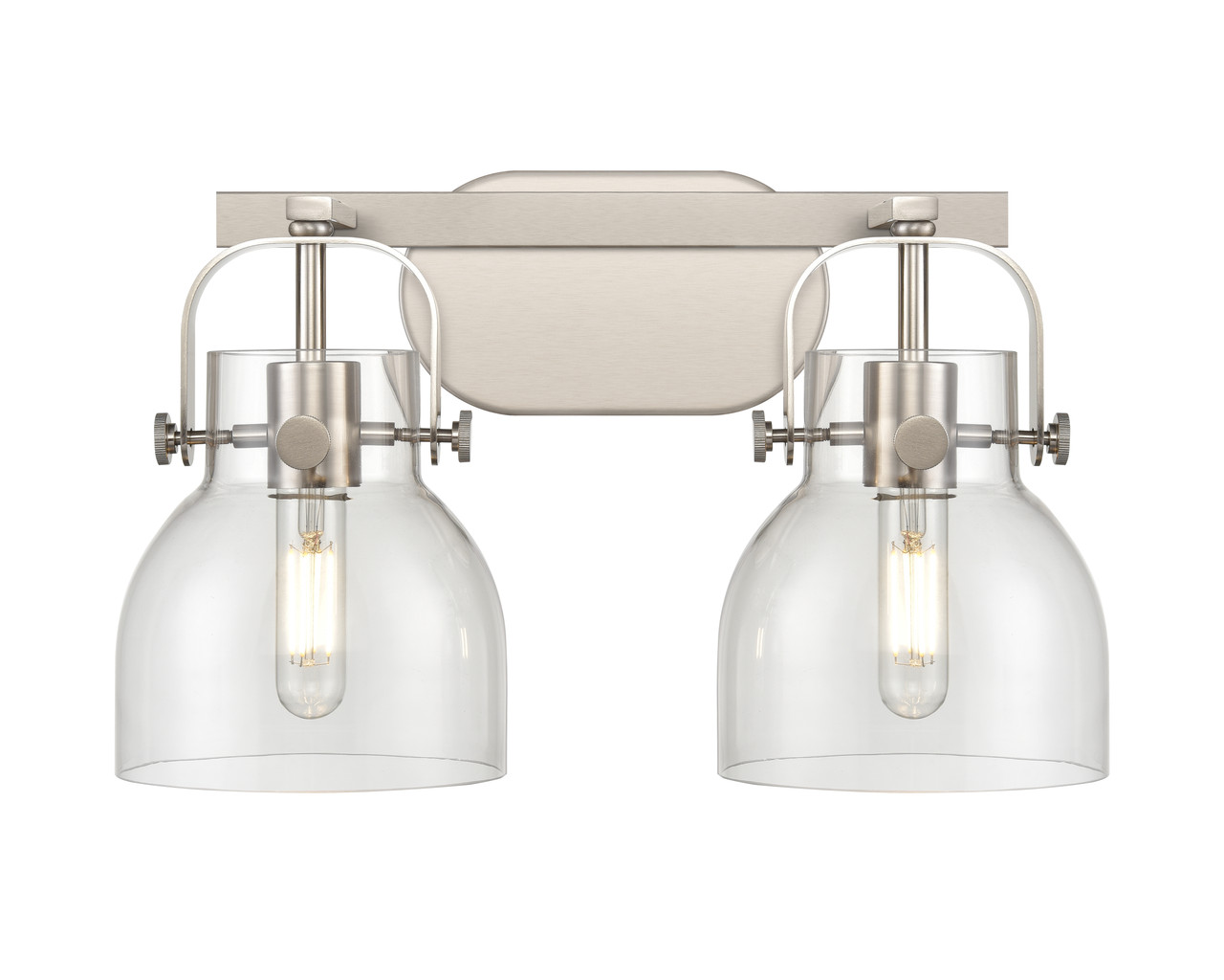 INNOVATIONS 423-2W-SN-G412-6CL Pilaster II Bell 2 17 inch Bath Vanity Light Satin Nickel