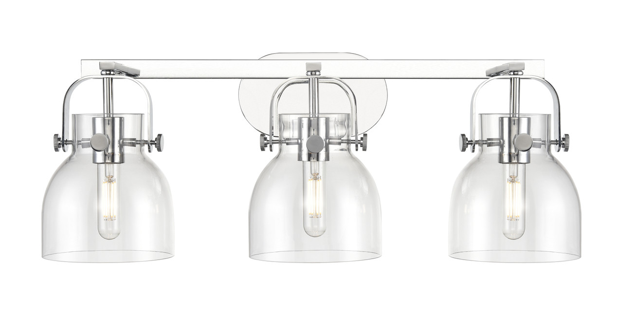 INNOVATIONS 423-3W-PC-G412-6CL Pilaster II Bell 3 27 inch Bath Vanity Light Polished Chrome
