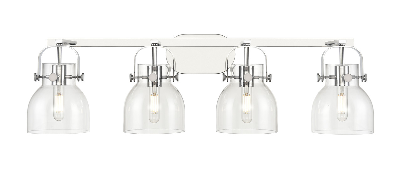 INNOVATIONS 423-4W-PC-G412-6CL Pilaster II Bell 4 37 inch Bath Vanity Light Polished Chrome