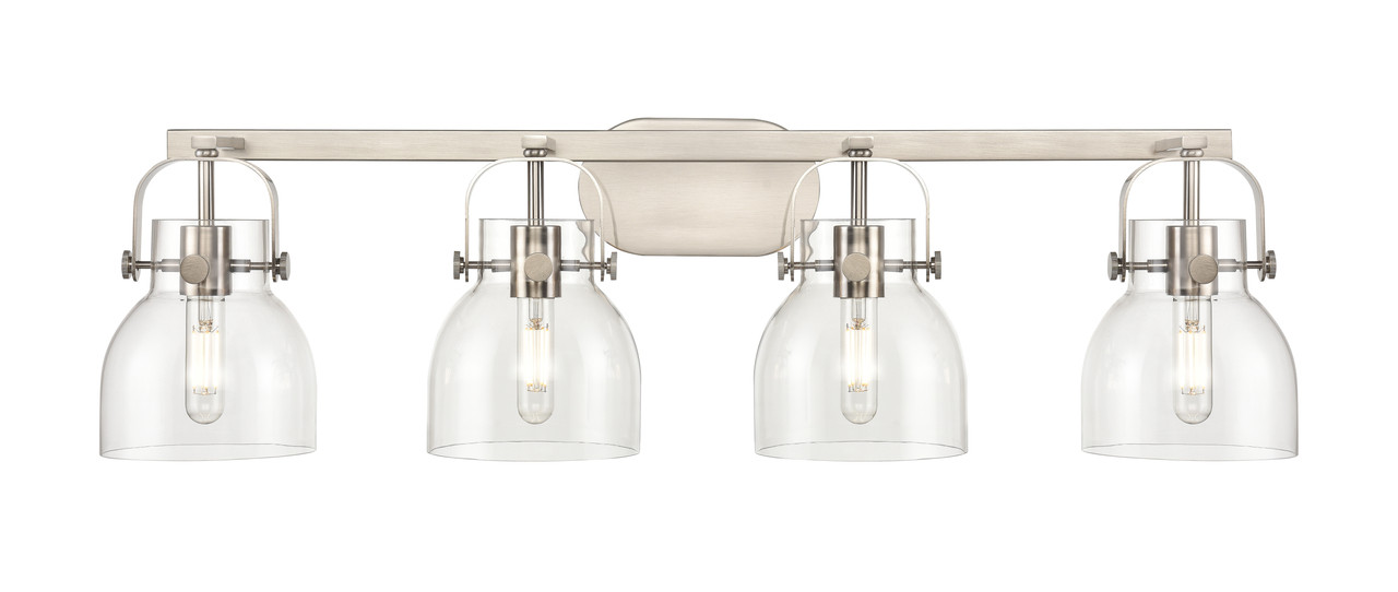 INNOVATIONS 423-4W-SN-G412-6CL Pilaster II Bell 4 37 inch Bath Vanity Light Satin Nickel