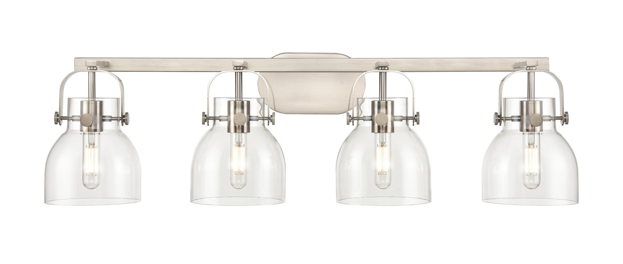 INNOVATIONS 423-4W-SN-G412-6CL Pilaster II Bell 4 37 inch Bath Vanity Light Satin Nickel