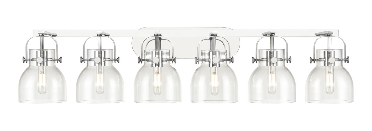 INNOVATIONS 423-6W-PC-G412-6CL Pilaster II Bell 6 46 inch Bath Vanity Light Polished Chrome