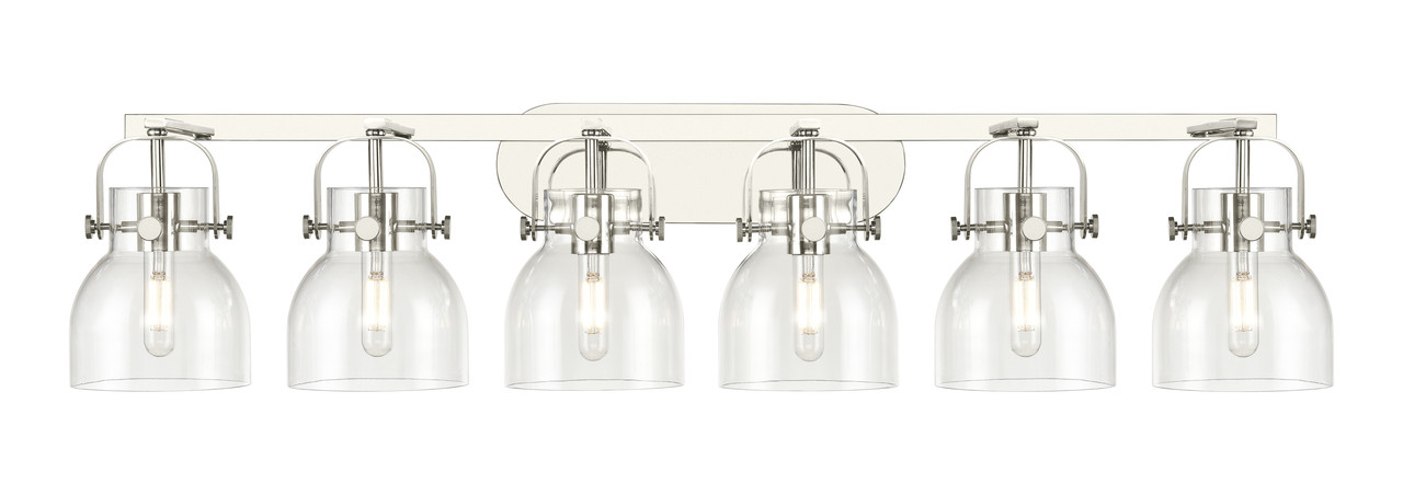 INNOVATIONS 423-6W-PN-G412-6CL Pilaster II Bell 6 46 inch Bath Vanity Light Polished Nickel