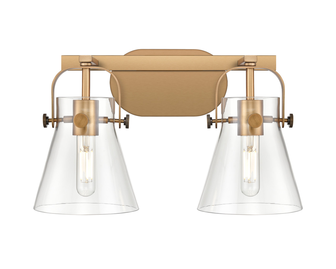 INNOVATIONS 423-2W-BB-G411-6CL Pilaster II Cone 2 17 inch Bath Vanity Light Brushed Brass