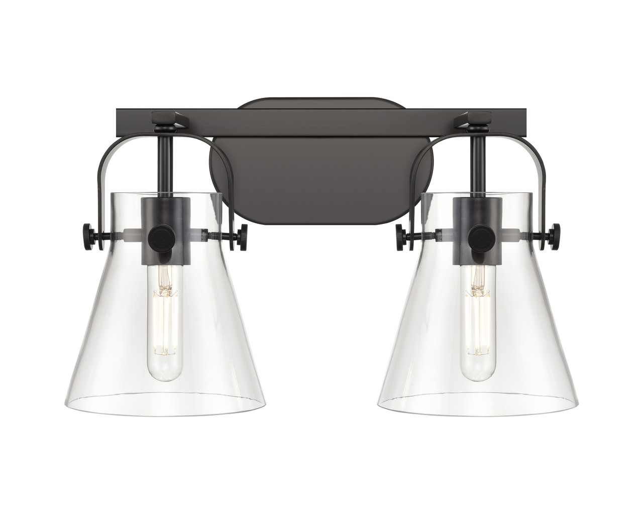 INNOVATIONS 423-2W-BK-G411-6CL Pilaster II Cone 2 17 inch Bath Vanity Light Matte Black