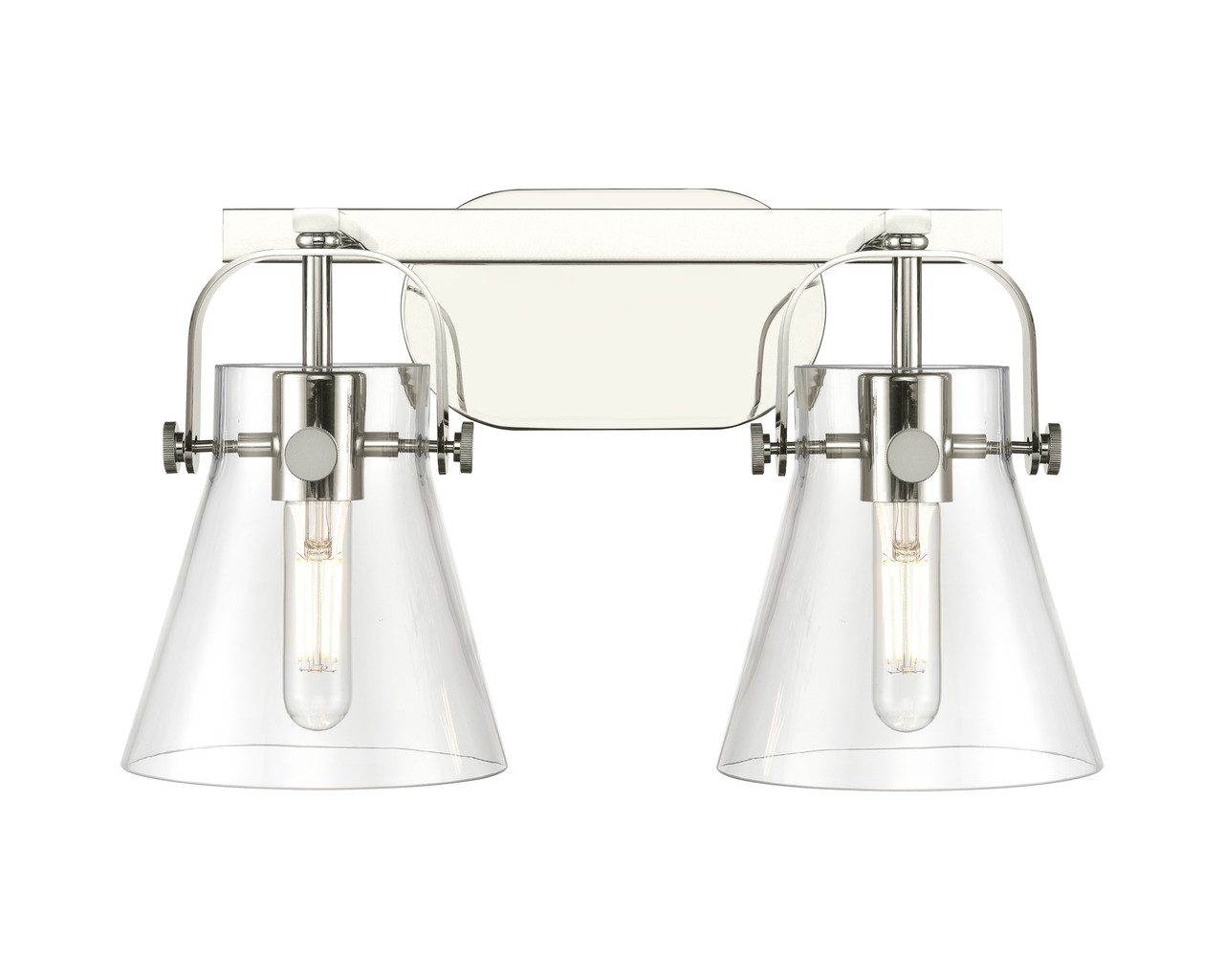 INNOVATIONS 423-2W-PN-G411-6CL Pilaster II Cone 2 17 inch Bath Vanity Light Polished Nickel