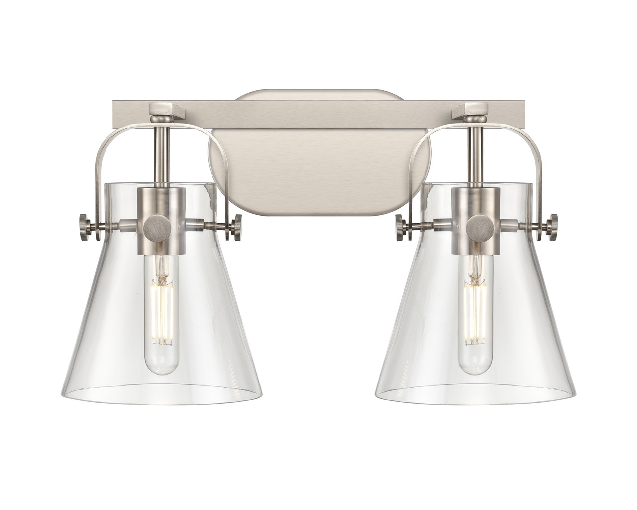 INNOVATIONS 423-2W-SN-G411-6CL Pilaster II Cone 2 17 inch Bath Vanity Light Satin Nickel