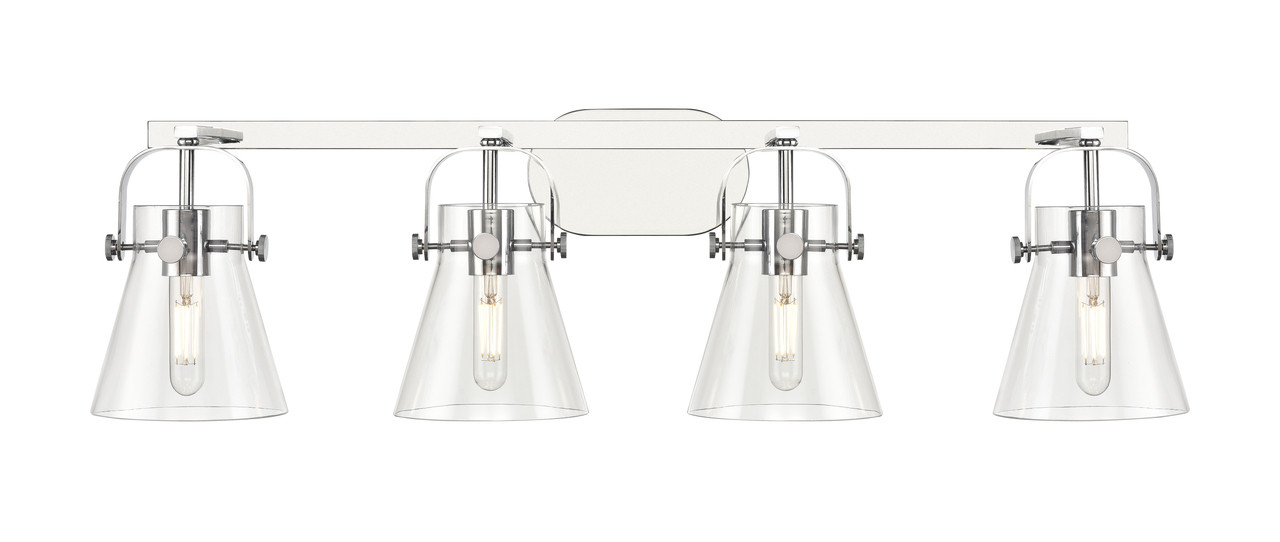 INNOVATIONS 423-4W-PC-G411-6CL Pilaster II Cone 4 37 inch Bath Vanity Light Polished Chrome