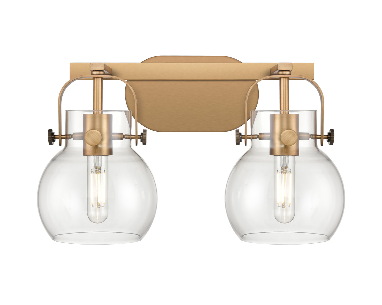 INNOVATIONS 423-2W-BB-G410-6CL Pilaster II Sphere 2 17 inch Bath Vanity Light Brushed Brass