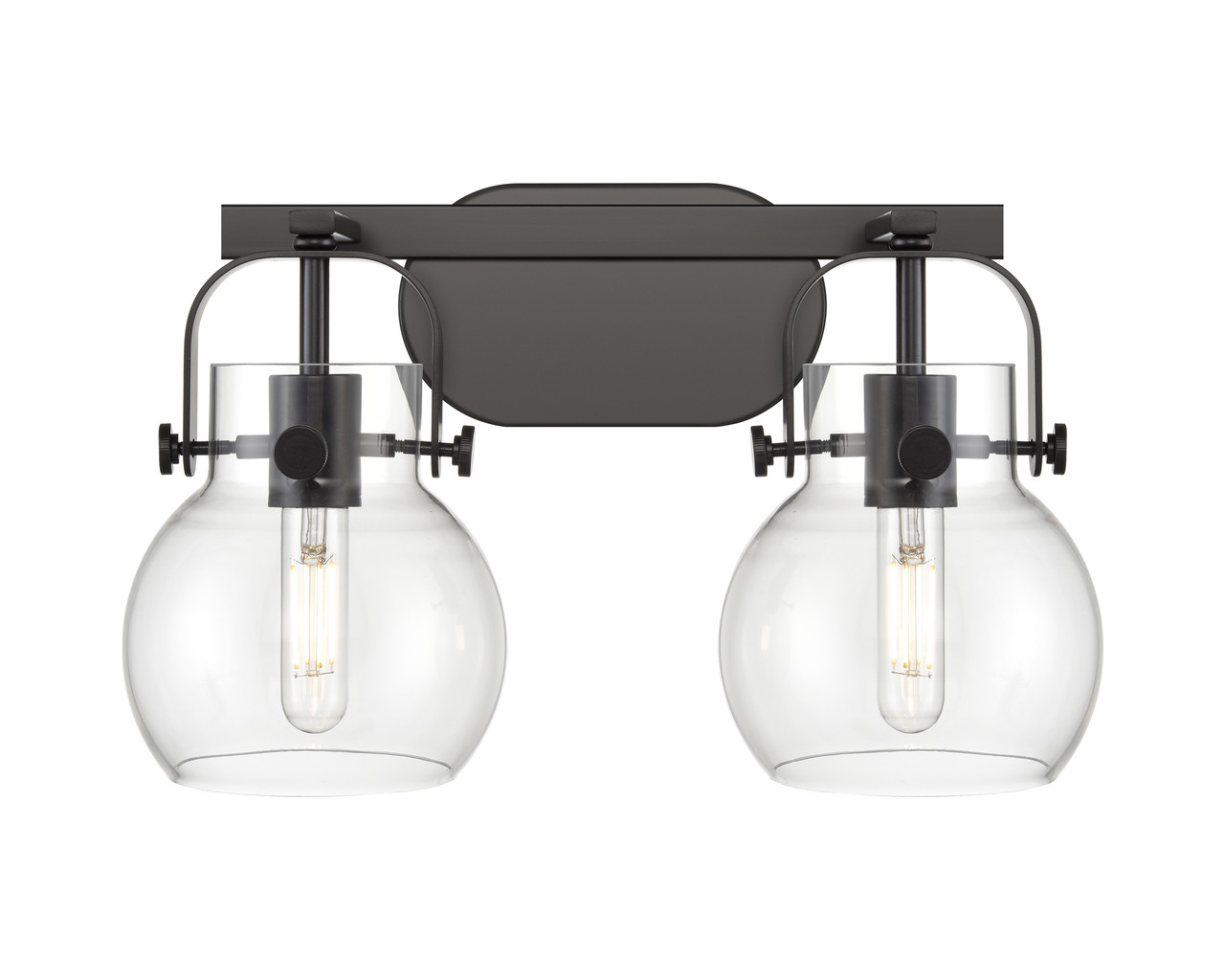 INNOVATIONS 423-2W-BK-G410-6CL Pilaster II Sphere 2 17 inch Bath Vanity Light Matte Black