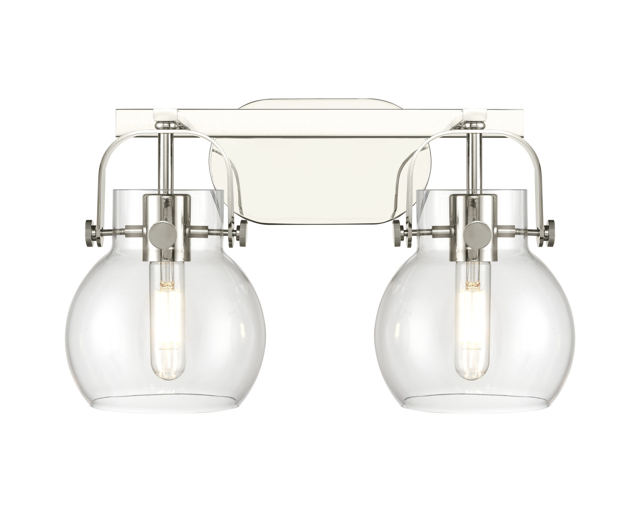 INNOVATIONS 423-2W-PN-G410-6CL Pilaster II Sphere 2 17 inch Bath Vanity Light Polished Nickel
